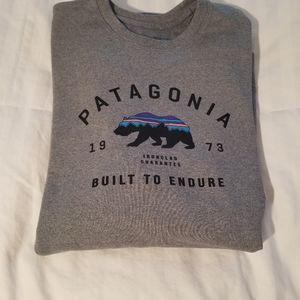 Mens Patagonia logo gray sweatshirt